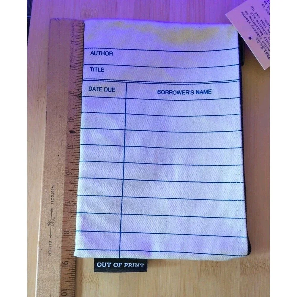 Out Of Print Library Card Pencil Pouch / Makeup Bag Zipper